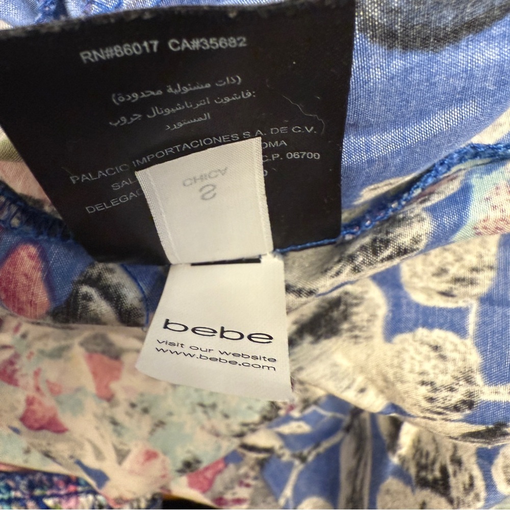 bebe Harem Pants Blue Floral Silk Cotton y2k 2000s S - Picture 7 of 10